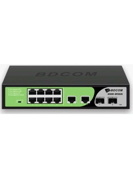 BDCOM S1500-8P2G2S 8 Port Gigabit PoE 2 Port Gigabit RJ45 2 Port Gigabit SFP 90W Yönetilemez PoE Switch ürün görseli 1