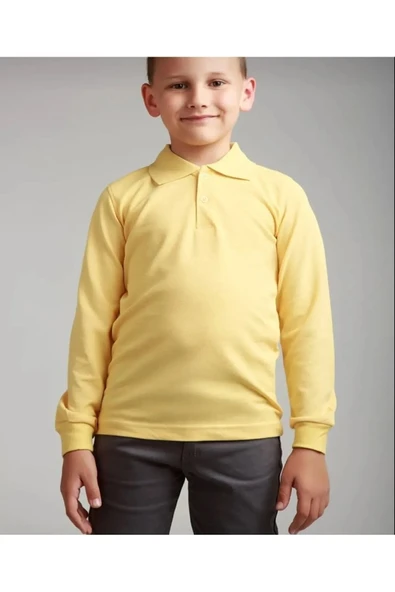 Selkar Global 100% Pamuk Polo Yaka Günlük Çift Düğmeli Sarı T-Shirt Uzun Kol - Sarı - SELKRAKC-PWO-QUZ-YT-SA ürün görseli 1