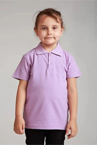 Arseno Kısa Kol Polo Yaka Okul Ve Günlük 2 Düğmeli Lila Çocuk T-Shirt - Lila - ARSNOUMS-KPISM-LILA-COC ürün görseli 1