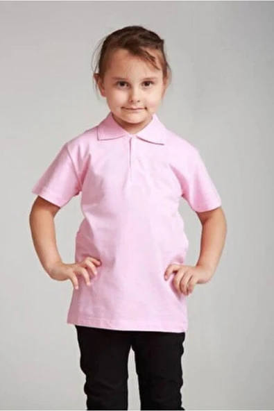 Arseno Kısa Kol Polo Yaka Okul Ve Günlük 2 Düğmeli Pembe Çocuk T-Shirt - Pembe - ARSNOUMT-KRISP-PEM-COC ürün görseli 1