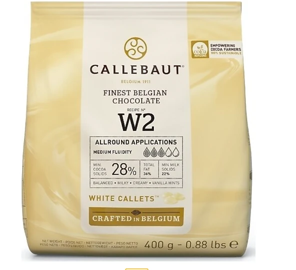 Callebaut W2 Beyaz Küvertür Drop Çikolata 400 gr ürün görseli 1