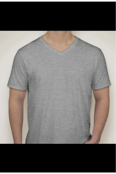 Bonnie Clyde Kısa Kol V Yaka Düz Günlük Stil 100% Pamuk Giyim T-Shirt Gri - Gri - BCP1.UTYSHNRTC-GRI-YET ürün görseli 1