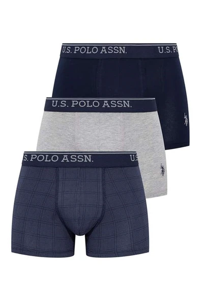 U.S. Polo Assn. Erkek Lacivert - Gri Melanj - Indigo 3 Lü Boxer ürün görseli 1