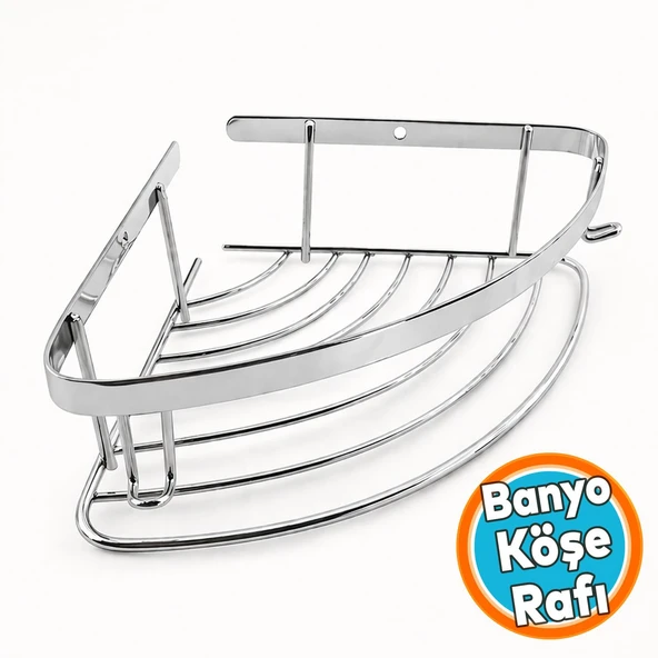 Tek Katlı Krom Şampuanlık 18x18 cm Vida Dahil Banyo Lavabo Köşe Rafı Metal Tekli ürün görseli 1