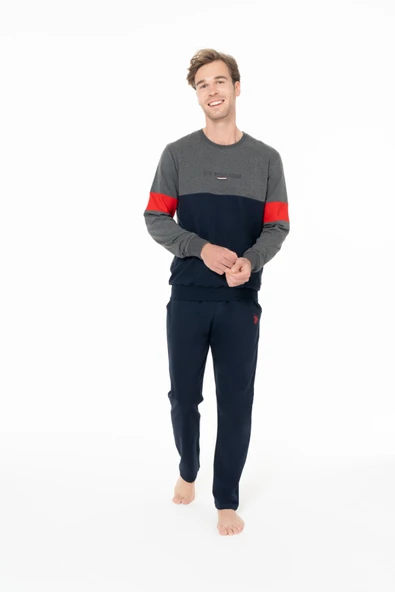 U.S. Polo Assn. Erkek Renk Bloklu Antrasit Pijama Takımı - Antrasit - ARSNO18W93X0-YANT ürün görseli 1