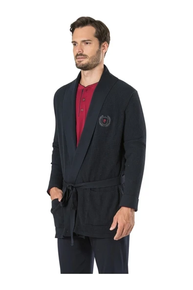 Pierre Cardin Erkek 5'li Yarım Yaka Patlı Triko Konforlu Röpdöşambırlı Lacivert Pijama - ARSNOERYKGRECK5595-LAC ürün görseli 1