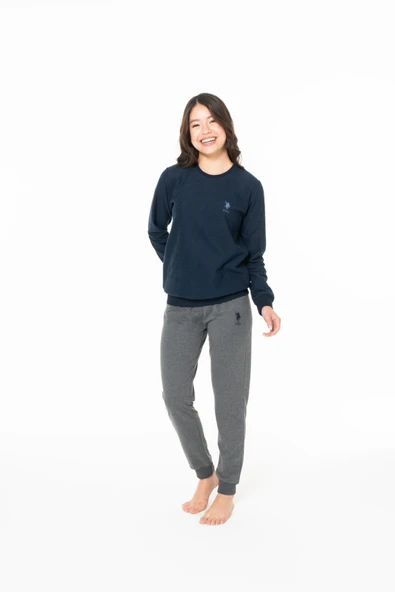 U.S. Polo Assn. Kadın Bisiklet Yaka Çift Cep Detaylı Lacivert Lastikli Pijama Takımı - Lacivert - ARSNO20F12P5-ZLAC ürün görseli 1