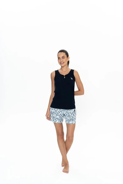 U.S. Polo Assn. Kadın Yazlık Lacivert Atlet Şort Pijama Takımı - Lacivert - ARSNO20F05P5PZIJ-LAC ürün görseli 1