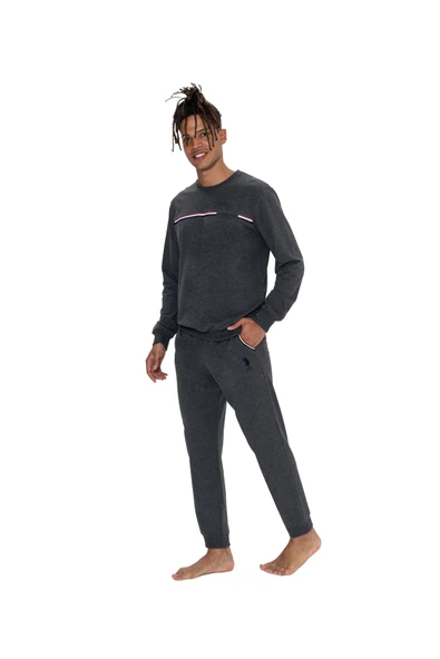 U.S. Polo Assn. Erkek Antrasit Paça Çeyizlik Kutulu Pijama Takımı - ARSNO18H92T1F ürün görseli 1
