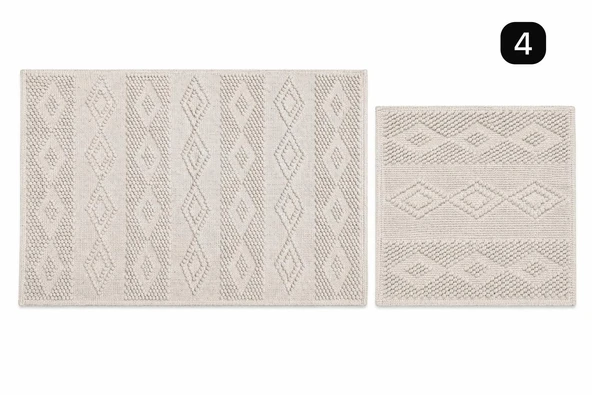 Kilim Motifli iki’li Klozet Takımı Krem ürün görseli 1