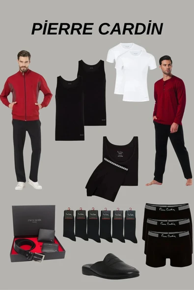 Pierre Cardin Erkek Çeyizlik Kutulu Gönderim 18'li Bordo Full Ekonomik Damat Seti ürün görseli 1