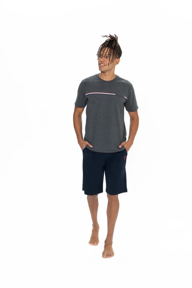 U.S. Polo Assn. Erkek Antrasit Renk Bisiklet Yaka Pijama Takımı - ARSNO18O86H5A ürün görseli 1