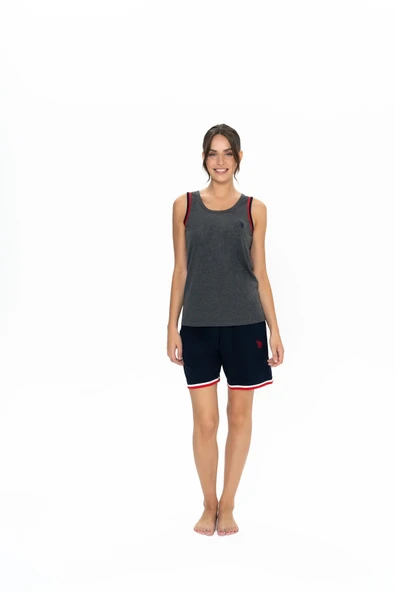 U.S. Polo Assn. Kadın Askılı Yaka Antrasit Melanj Pijama Takımı - ARSNO20T00R5P ürün görseli 1