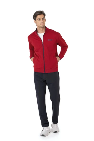 Pierre Cardin Erkek Fermuarlı Pamuklu Günlük Kullanım Rahat Bordo Cepli Eşofman Takımı - ARSNOESEOFBMAYN7120-BRD ürün görseli 1