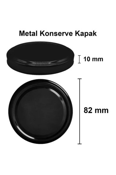 82 mm Metal Konserve Kapağı Siyah 82 pp Kavanoz Kapak 10 Adet ürün görseli 1