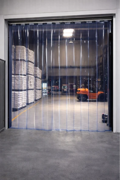 Size ne lazımdı Şeffaf PVC Şerit Perde – Endüstriyel Alanlar İçin Soğuk Hava ve Toz Bariyeri 4m Boy x 8m En ürün görseli 1