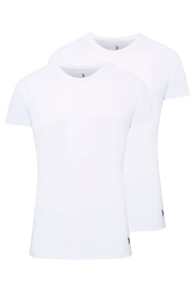 U.S. Polo Assn. Erkek 2'Li Beyaz %100 Pamuk Bisiklet Yaka - Beyaz - ARSNO80O19H6A ürün görseli 1