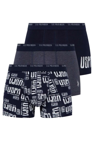 U.S. Polo Assn. Erkek Lacivert - Lacivert Melanj 3 Lü Boxer ürün görseli 1