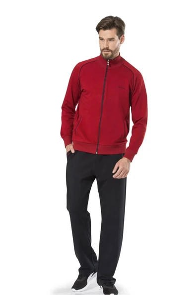 Pierre Cardin Erkek Yarım Boğaz Fermuarlı Kutulu Rahat Bordo Eşofman Takımı - Bordo - ARSNOESTOFFMARN7055-BRD ürün görseli 1