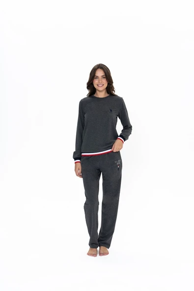 U.S. Polo Assn. U.S. Polo Assn. Kadın Antrasit Mlnj. Renkli  Çeyizlik Pijama Takımı - ILC2.20G11E0C ürün görseli 1