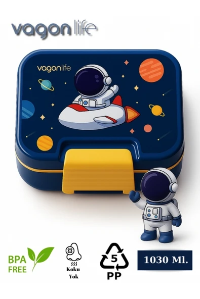 Yeni Nesil Çocuk Beslenme Kutusu İki Katlı - Bölmeli Lunch Box - 1030 Ml. (Plastik PP5 Malzeme) ürün görseli 1