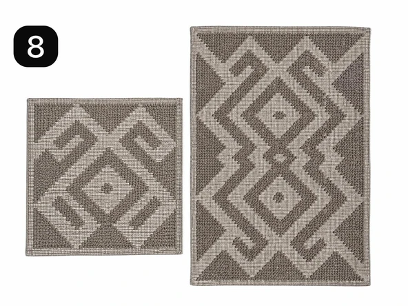 Kilim Motifli iki’li Klozet Takımı  Kahve ürün görseli 1