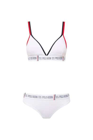 U.S. Polo Assn. Kadın Pamuklu Beyaz Slip&Beyaz Büstiyer Set Takım - Beyaz - ARSNO66H46T7-FBE ürün görseli 1