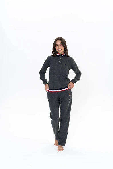 U.S. Polo Assn. U.S. Polo Assn. Kadın Antrasit Mlnj. Çeyizlik Yarım Patlı Pijama Takımı - ILC2.20Q11Y2G ürün görseli 1