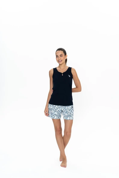 U.S. Polo Assn. Kadın Lacivert %100 Pamuk Şort-Atlet Pijama Takımı - ARSNO20W05X5Y ürün görseli 1
