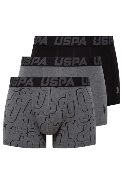 U.S. Polo Assn. Erkek Siyah - Antrasit -Baskılı 3 lü Kutulu Boxer - Çoklu Renk - ARSNO80S49P6M ürün görseli 1