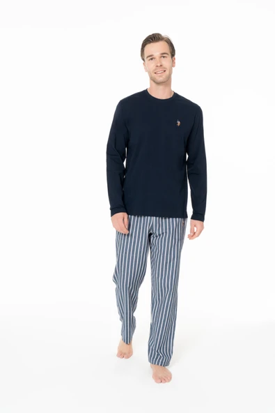 U.S. Polo Assn. Erkek Bisiklet Yaka Cep Detaylı Lacivert Pijama Seti - Lacivert - ARSNO18J97X7-LLAC ürün görseli 1