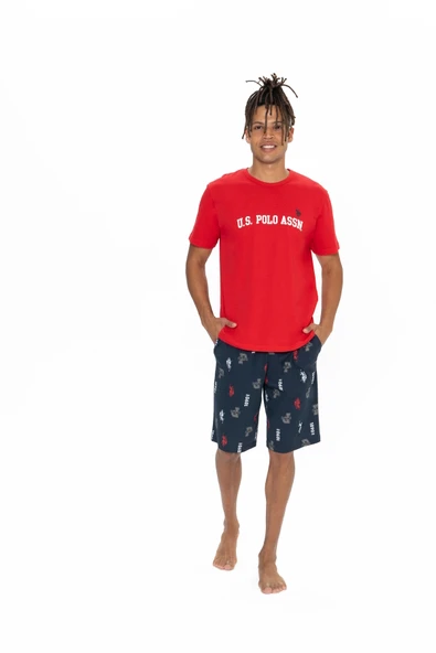 U.S. Polo Assn. Erkek Kırmızı %100 Pamuk Pijama Takımı - ARSNO18R86N6J ürün görseli 1