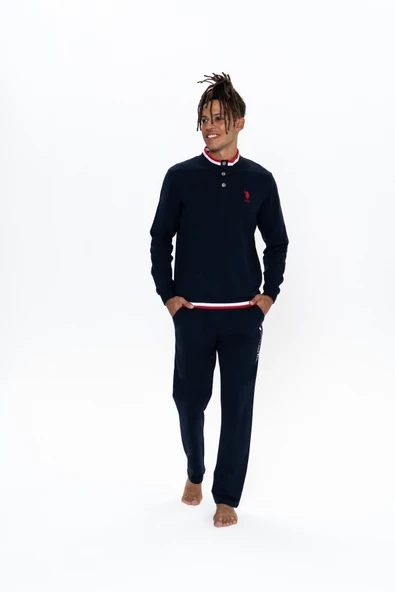 U.S. Polo Assn. U.S. Polo Assn. Erkek %100 Pamuk Lacivert Yarım Patlı Çeyizlik Ev Giyim - ILC2.18A92S2K ürün görseli 1