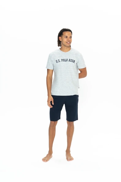 U.S. Polo Assn. U.S. Polo Assn. Erkek Gri Pamuklu Cepli Pijama Takımı ürün görseli 1