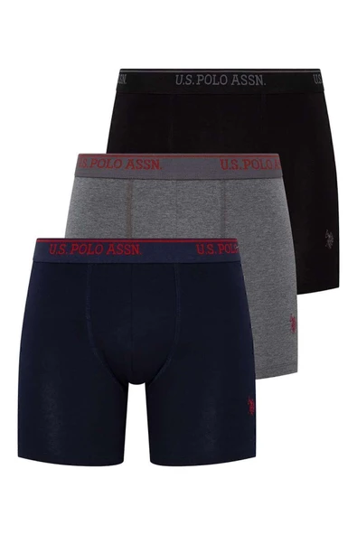 U.S. Polo Assn. Erkek 3'lü Set Uzun Paça Detayı ile Boxer - Antrasit - ARSNO80I45V4-IANT ürün görseli 1