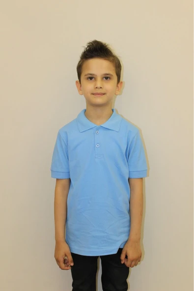 Arseno Çocuk %100 Pamuk Düz Renk Polo Yaka Kısa Kollu T-shirt Turkuaz - Turkuaz - ILC2.SCVHPFOLP-TRK ürün görseli 1