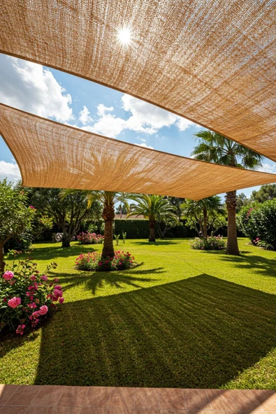 Size ne lazımdı Kokonat Kanaviçe Kumaş Gölgelik – Doğal Dokulu Pergola & Bahçe Gölgelik 2m x 4m ürün görseli 1