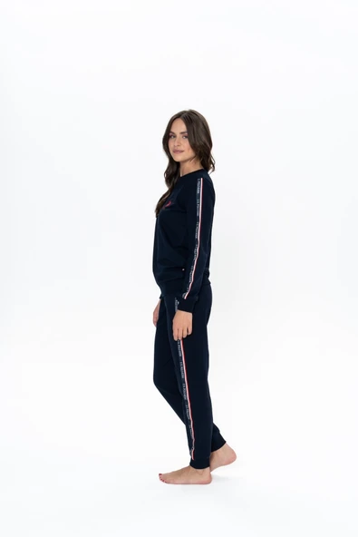 U.S. Polo Assn. U.S. Polo Assn. Kadın Lastik Paça Kutulu Çeyizlik Pijama Takımı - Lacivert - ILC2.20E11F3G ürün görseli 1