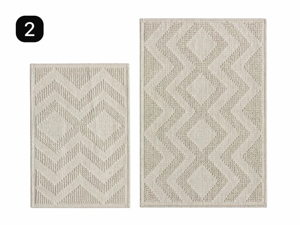 Kilim Motifli ikili Klozet Takımı Krem ürün görseli 1