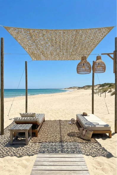 sizenelazım Lazer Kesim Kamuflaj Desen Dekoratif Gölgelik 4.5m x 2.5m ürün görseli 1