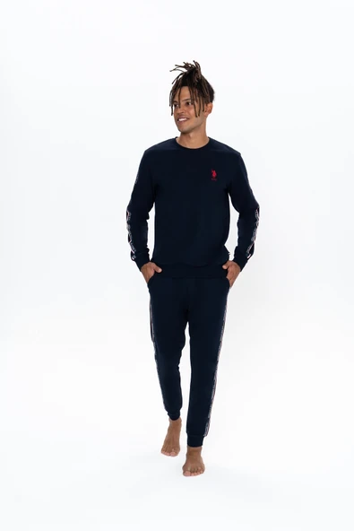 U.S. Polo Assn. Erkek Şerit Detaylı Kutulu Çeyizlik Pijama Takımı - ARSNO18I92V3I ürün görseli 1