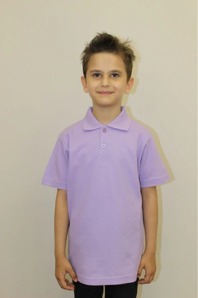 Arseno Çocuk %100 Pamuk Düz Renk Polo Yaka Kısa Kollu T-shirt Mor - Mor - ILC2.SCJHPHOLF-MOR ürün görseli 1