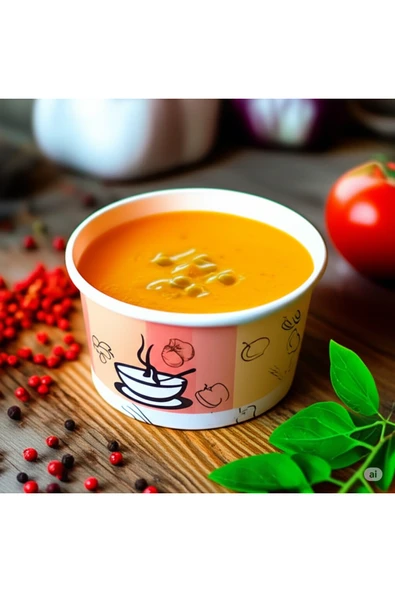 16 Oz Çorba Kasesi Aşure Kasesi Kapaklı 25 Adet ürün görseli 1