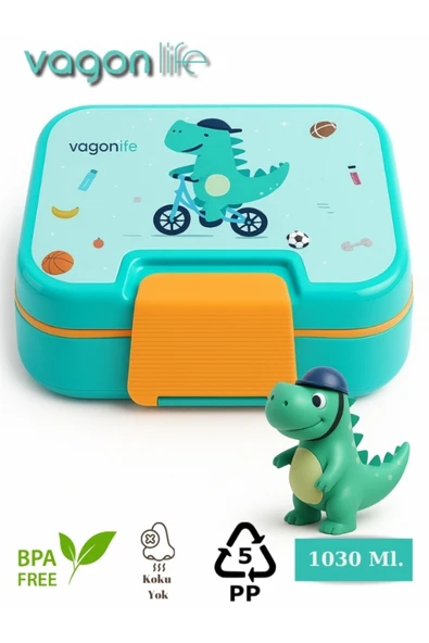 Yeni Nesil Çocuk Beslenme Kutusu İki Katlı - Bölmeli Lunch Box - 1030 Ml. (Plastik PP5 Malzeme) ürün görseli 1