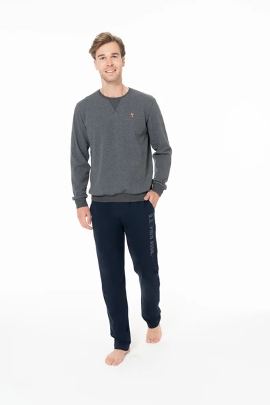 U.S. Polo Assn. Erkek Cep Detaylı Düz Paça Uzun Kollu Pijama Seti Antrasit - Antrasit - ARSNO18X93Z3-BANT ürün görseli 1