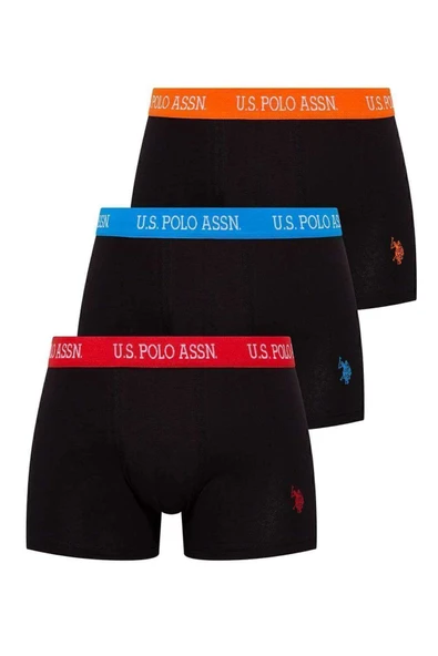 U.S. Polo Assn. Erkek Siyah 3 Lü Kutulu Boxer - Siyah - ARSNO80F25P3Z ürün görseli 1