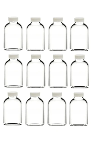 12 Adet Cam Kavanoz Oda Kokusu Şişesi Küçük Vazo Kapaklı 12x50ml - 50 ml ürün görseli 1