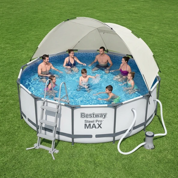 Bestway Steel Pro MAX Gölgelikli Prefabrik Yer Üstü Çember Havuz Seti 366cm x 122cm 56420 BW606 ürün görseli 1