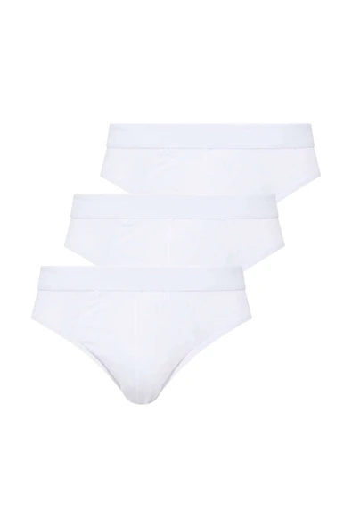 U.S. Polo Assn. Erkek Beyaz Tek Renk Slip Külot 3'Lü Pamuk-Modal - Beyaz - ARSNO80D17L7-TB ürün görseli 1