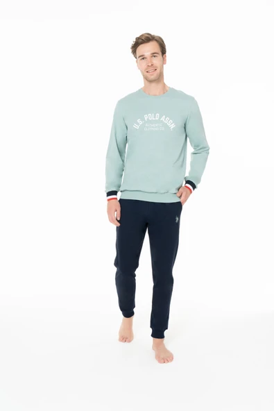 U.S. Polo Assn. Erkek %100 Pamuklu Bisiklet Yaka Mint Ev Stil Pijama Takımı - Mint - ARSNO18V94V3-VMINT ürün görseli 1